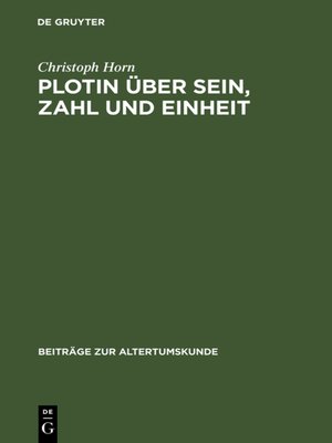 cover image of Plotin über Sein, Zahl und Einheit